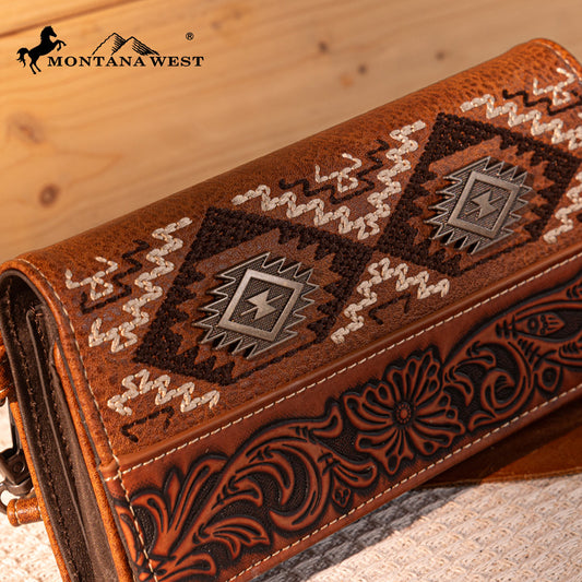 Montana West Tooled Embroidered Collection Wallet