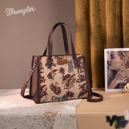 Wrangler Cowboy Print Concealed Carry Tote Bag