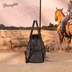 Wrangler Woven Tooled Grid Panel Crossbody Bag