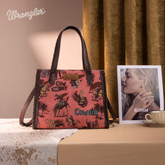 Wrangler Cowboy Print Concealed Carry Tote Bag