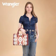Wrangler Sherpa Aztec Canvas Tote Bag