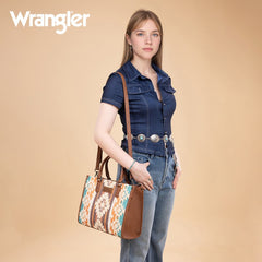 Wrangler Sherpa Aztec Canvas Tote Bag