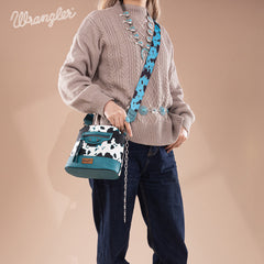 Wrangler Zippered Cow Print Crossbody Bag