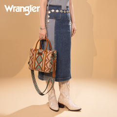 Wrangler Aztec Embroidered Whipstitch Canvas Tote Bag