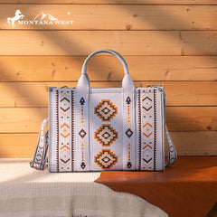 Montana West Aztec Retro Arrows Dual Sided Print Large Tote/Crossbody