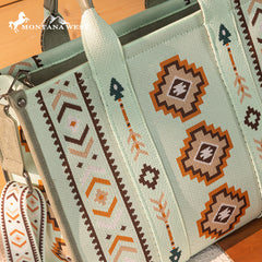 Montana West Aztec Retro Arrows Dual Sided Print Large Tote/Crossbody