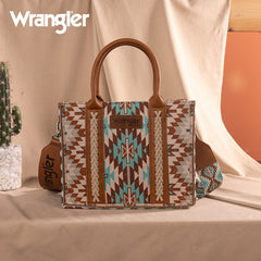 Wrangler Aztec Embroidered Whipstitch Canvas Tote Bag