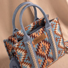 Wrangler Aztec Embroidered Whipstitch Canvas Tote Bag