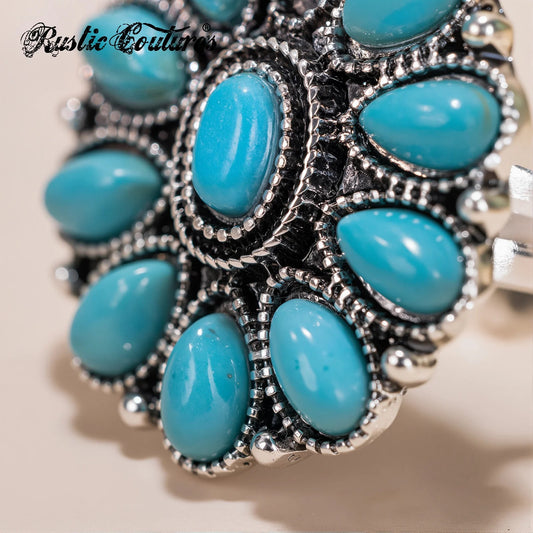 Rustic Couture's® Flower Oval Open Adjustable Ring