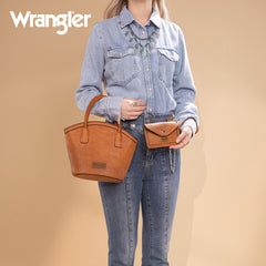Wrangler Braided Ombre Leather Tote Bag Set