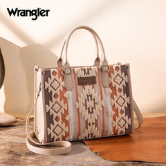 Wrangler Sherpa Aztec Canvas Tote Bag
