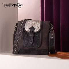 Trinity Ranch Hair-on Cowhide Tooled Crossbody Purse