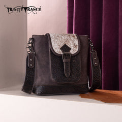 Trinity Ranch Hair-on Cowhide Tooled Crossbody Purse