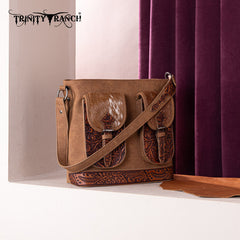 Trinity Ranch Hair-on Cowhide Tooled Crossbody Purse