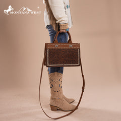 Montana West Floral Tooled Tote Bag