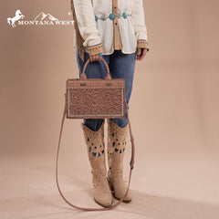 Montana West Floral Tooled Tote Bag