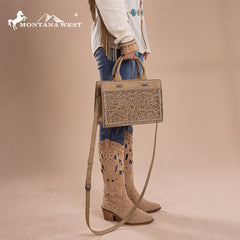 Montana West Floral Tooled Tote Bag