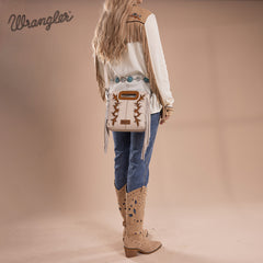 Wrangler Top Handle Embroidered Fringe Tote/Crossbody