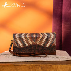 Montana West Tooled Aztec Collection Wallet