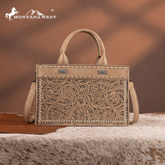 Montana West Floral Tooled Tote Bag