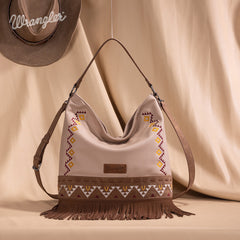 Wrangler Aztec Embroidered Fringe Shoulder Bag