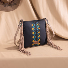Wrangler Aztec Embroidered Fringe Crossbody