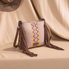 Wrangler Aztec Embroidered Fringe Crossbody