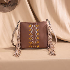 Wrangler Aztec Embroidered Fringe Crossbody