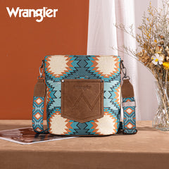 Wrangler Aztec Distressed Print Dual Sided Print Crossbody