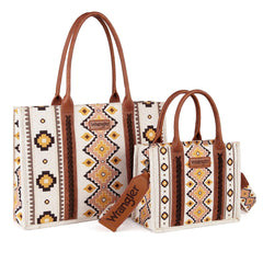 Wrangler Southwestern Dual Sided Print Canvas Tote/Crossbody Collection - Cowgirl Wear