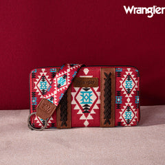 2024 New Wrangler Aztec Southwestern Pattern Canvas Wallet with Wristlet Strap