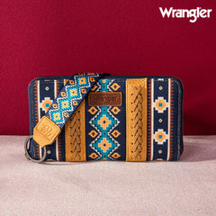 2024 New Wrangler Aztec Southwestern Pattern Canvas Wallet with Wristlet Strap