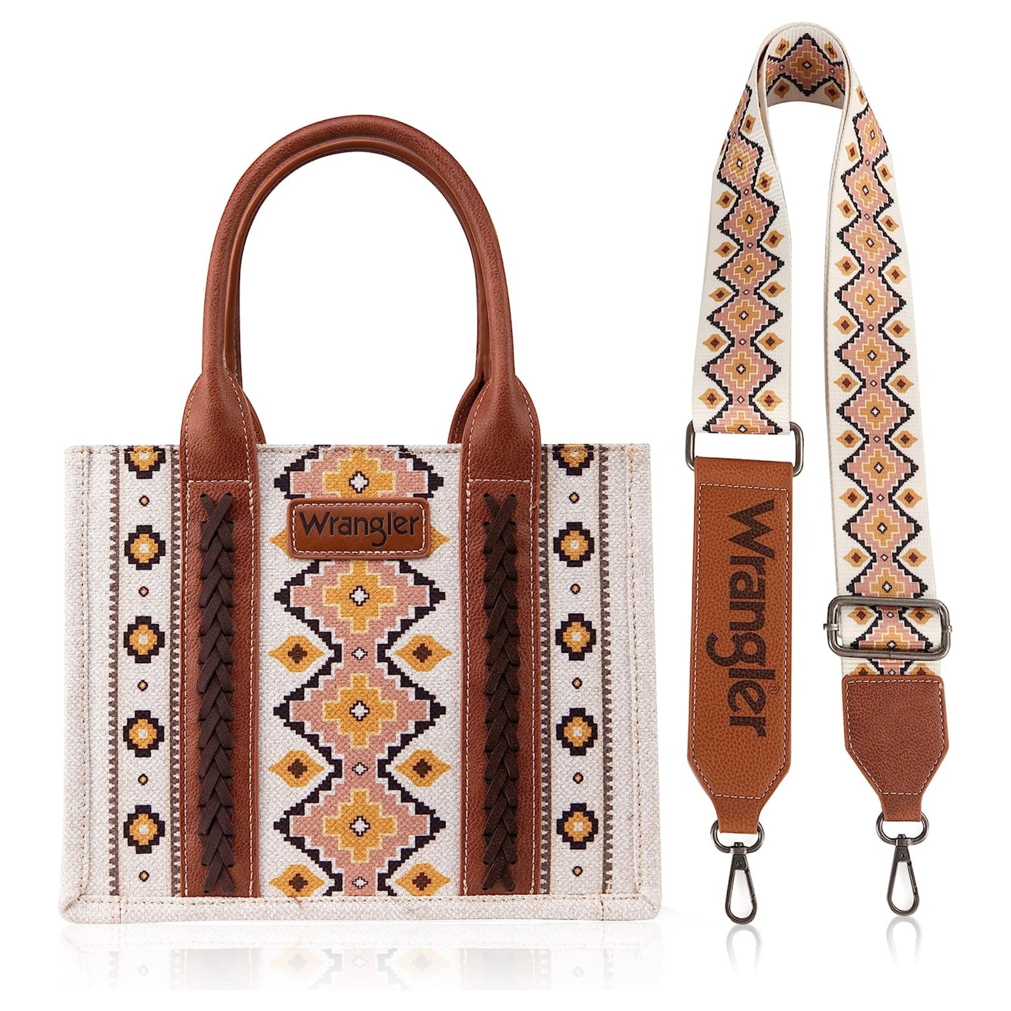 Wrangler Southwestern Dual Sided Print Canvas Tote/Crossbody Collection - Cowgirl Wear