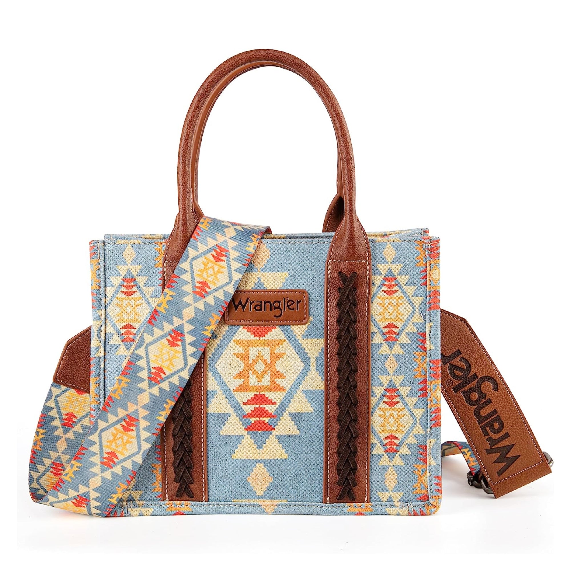 Wrangler Southwestern Dual Sided Print Canvas Tote/Crossbody Collection - Cowgirl Wear