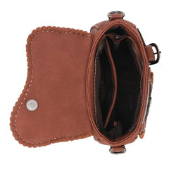 Trinity Ranch Hair-On Cowhide Saddle Shape Crossbody Satchel