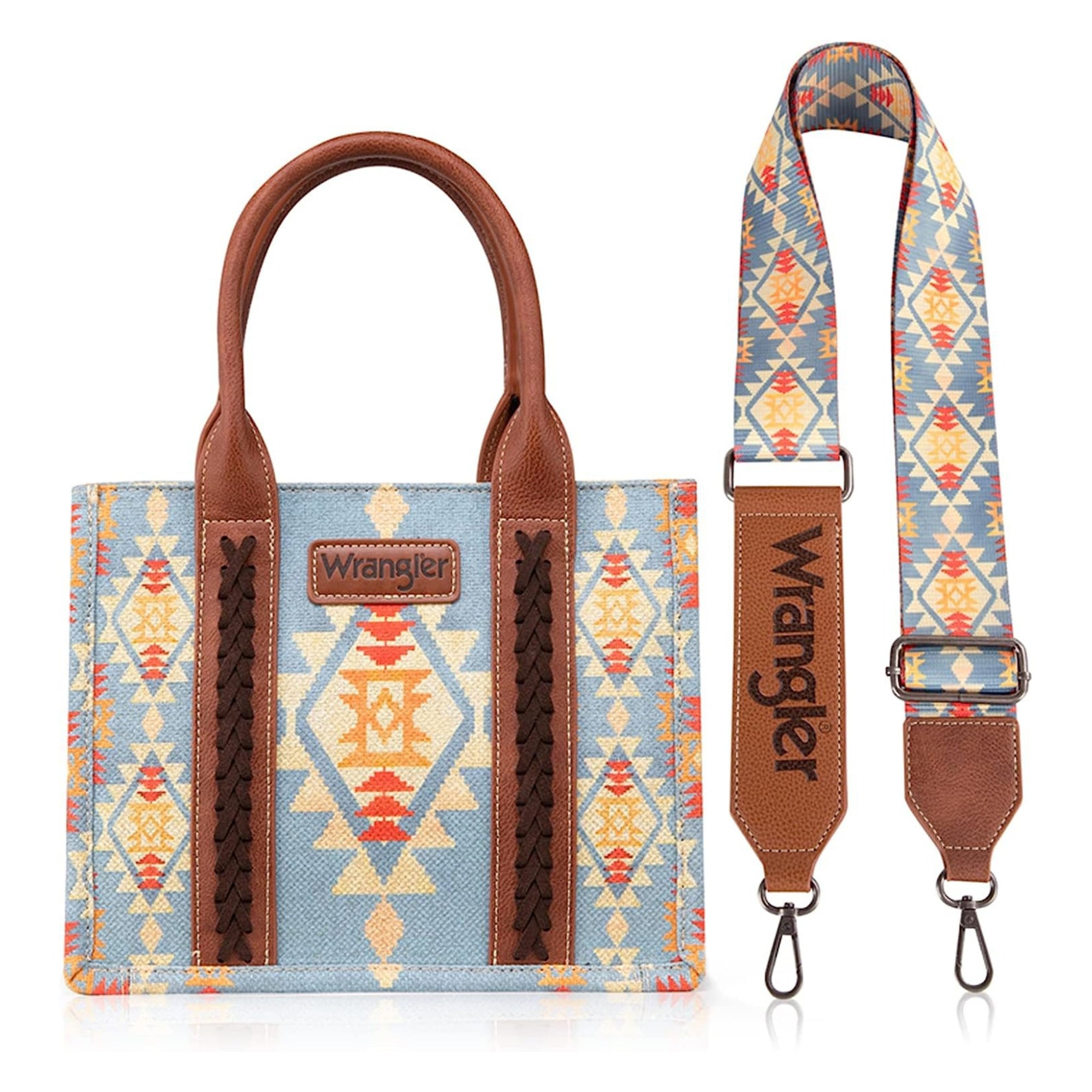 Wrangler Southwestern Dual Sided Print Canvas Tote/Crossbody Collection - Cowgirl Wear