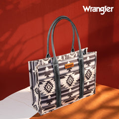 Wrangler Aztec Southwestern Pattern Dual Sided Print Canvas Tote/Crossbody Bag Collection - Cowgirl Wear