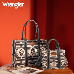 Wrangler Aztec Southwestern Pattern Dual Sided Print Canvas Tote/Crossbody Bag Collection - Cowgirl Wear