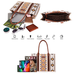 Wrangler Southwestern Dual Sided Print Canvas Tote/Crossbody Collection - Cowgirl Wear
