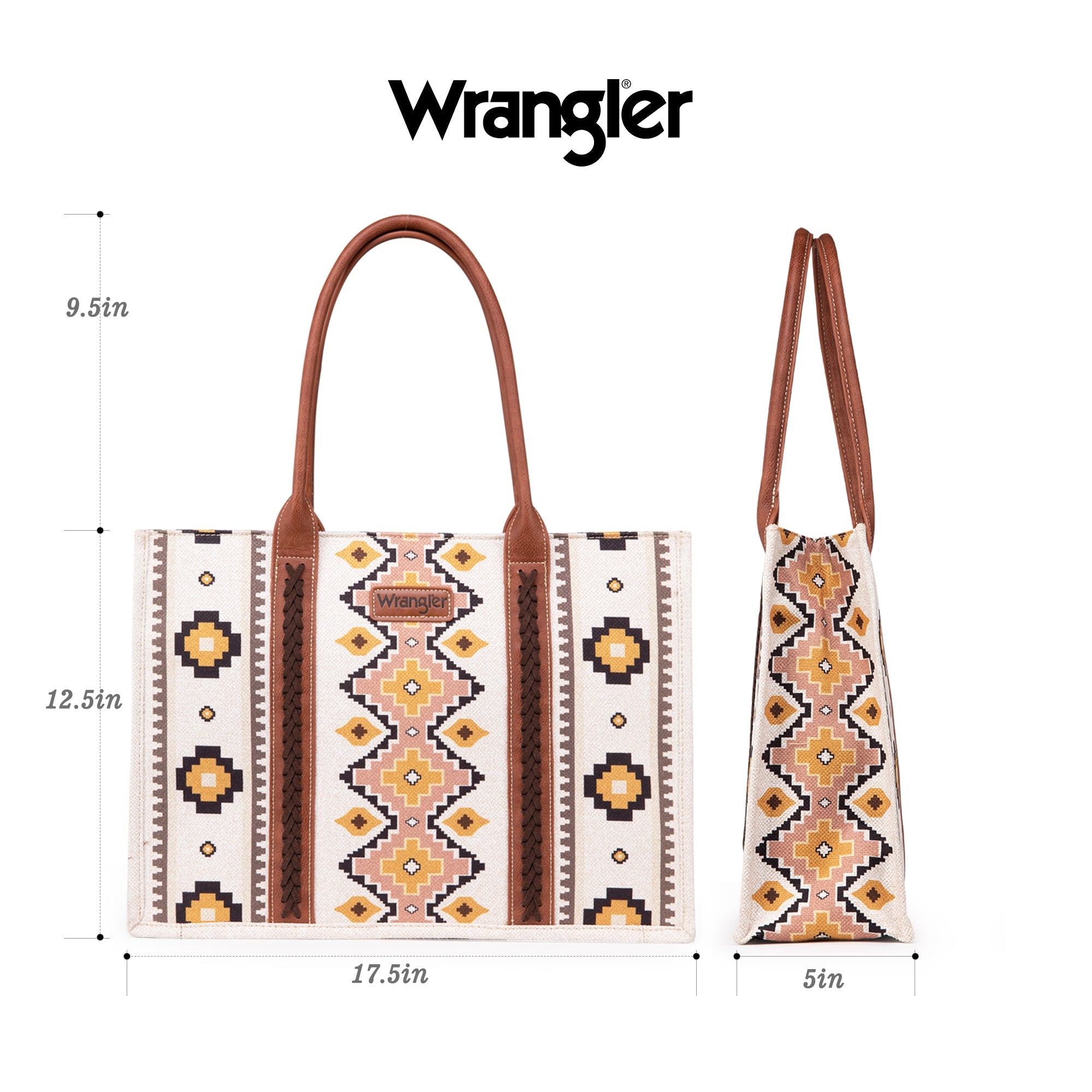 Wrangler Southwestern Dual Sided Print Canvas Tote/Crossbody Collection - Cowgirl Wear