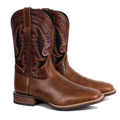 Men's Embroidered Square Toe Vintage Western Boots
