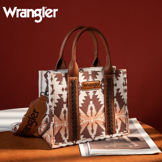 Wrangler Aztec Southwestern Pattern Dual Sided Print Canvas Tote/Crossbody Bag Collection - Cowgirl Wear