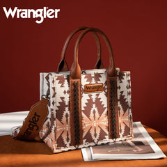 Wrangler Aztec Southwestern Pattern Dual Sided Print Canvas Tote/Crossbody Bag Collection - Cowgirl Wear