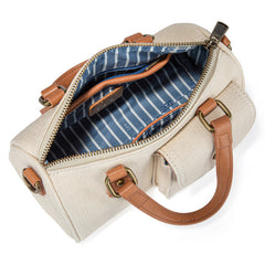 LEE Denim Canvas Barrel Satchel Top Handle Crossbody Bag