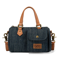LEE Denim Canvas Barrel Satchel Top Handle Crossbody Bag
