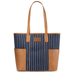 LEE Stripe Shoulder Denim Canvas Tote Bag