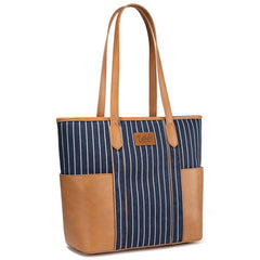 LEE Stripe Shoulder Denim Canvas Tote Bag