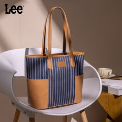 LEE Stripe Shoulder Denim Canvas Tote Bag