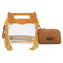 Montana West Top Handle Clear Fringe Crossbody Set