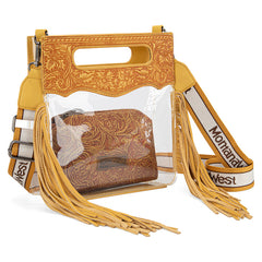 Montana West Top Handle Clear Fringe Crossbody Set